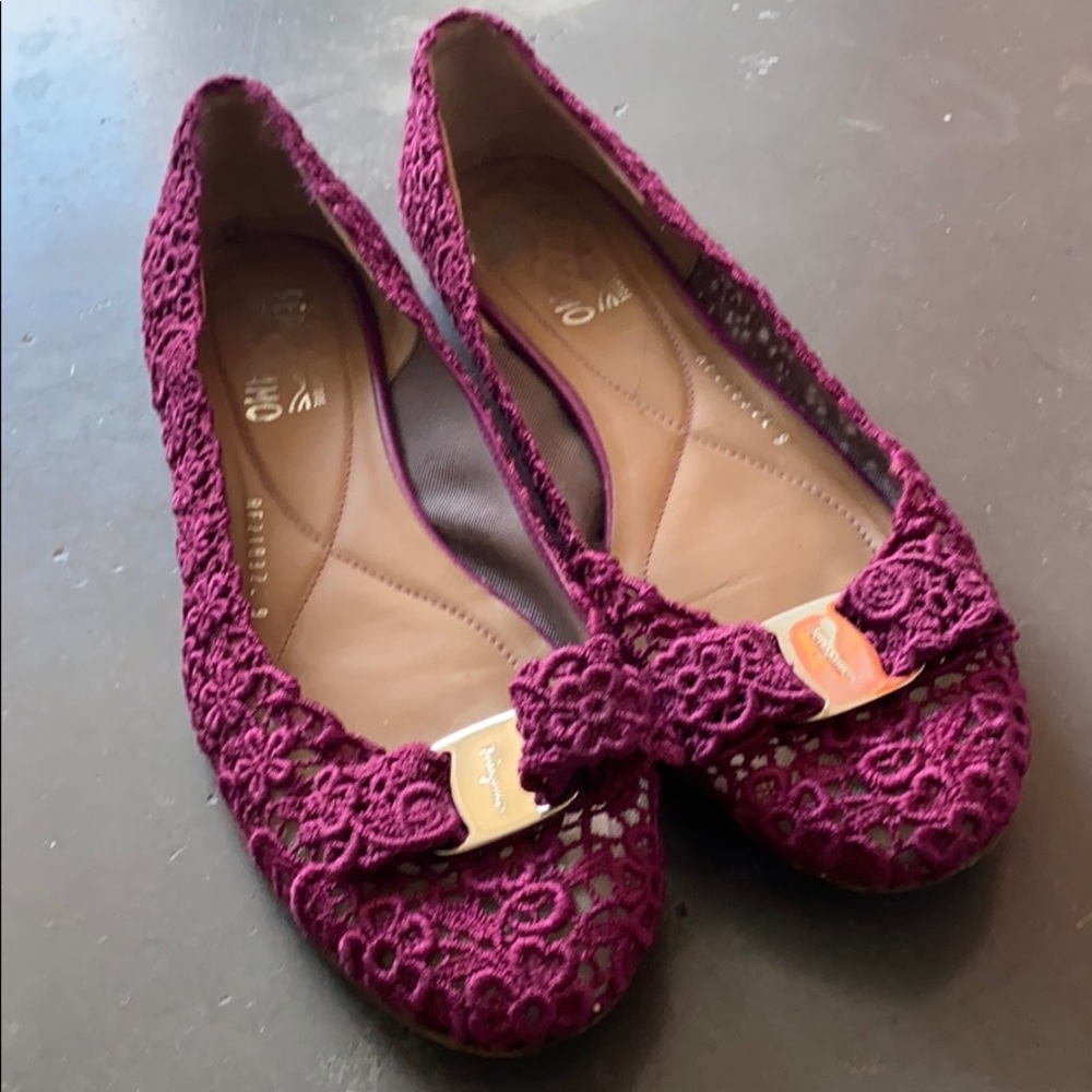Crocheted Salvatore Ferragamo ballerina flats